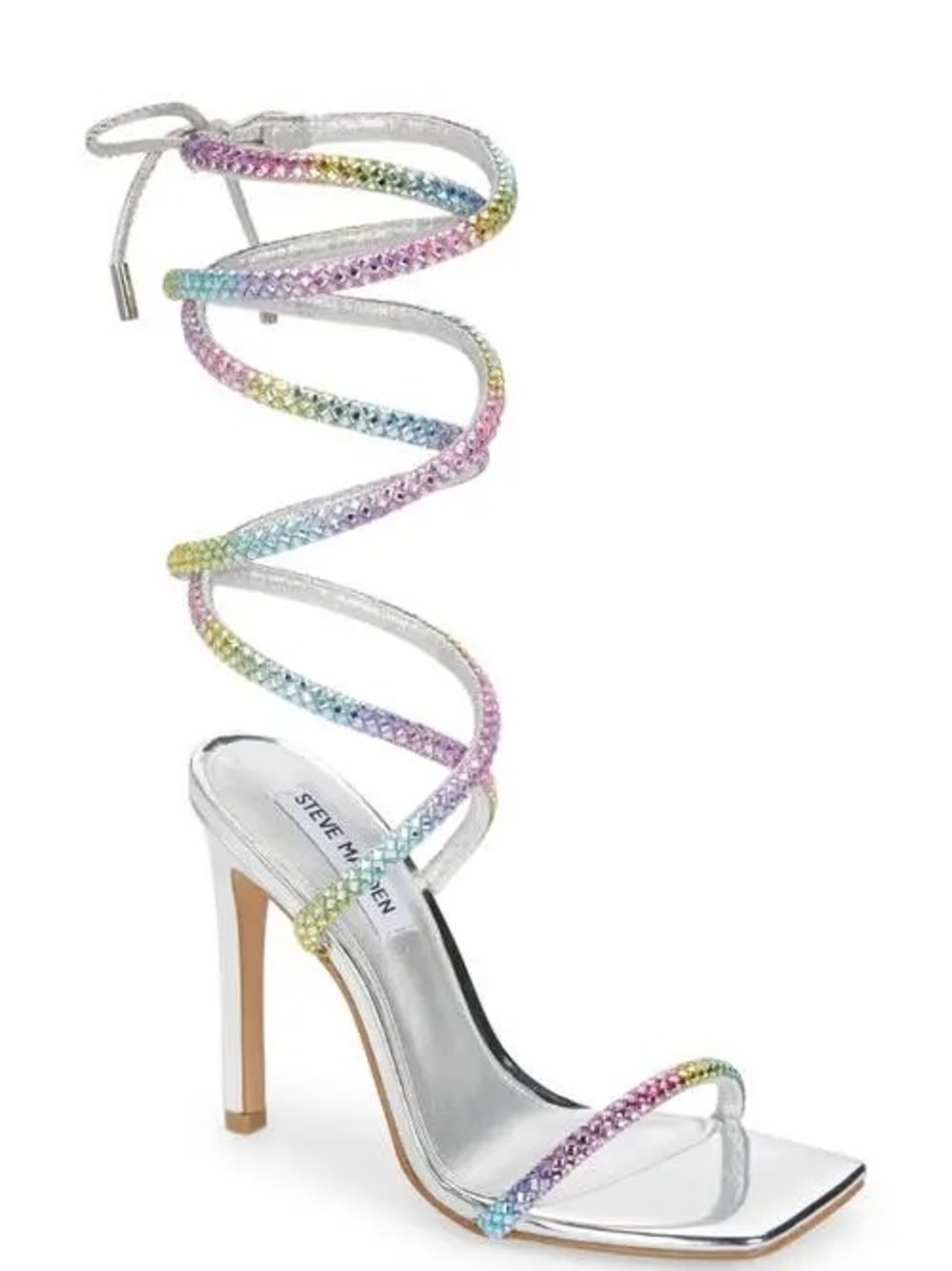 Steve Madden Uplift-R Rainbow Rhinestone Lace-Up Heels - Size 6